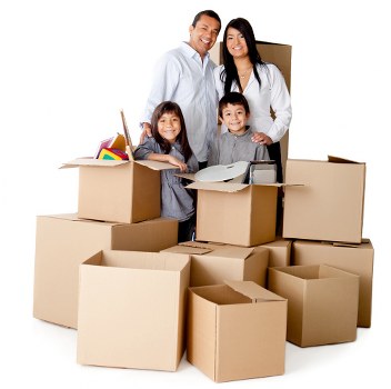Professional movers carrying furniture in a Camden apartment building