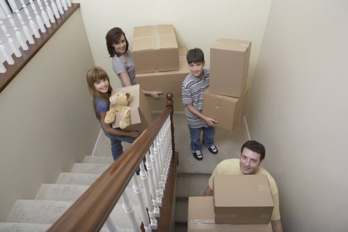 Boxes and furniture prepared for storage in Camden